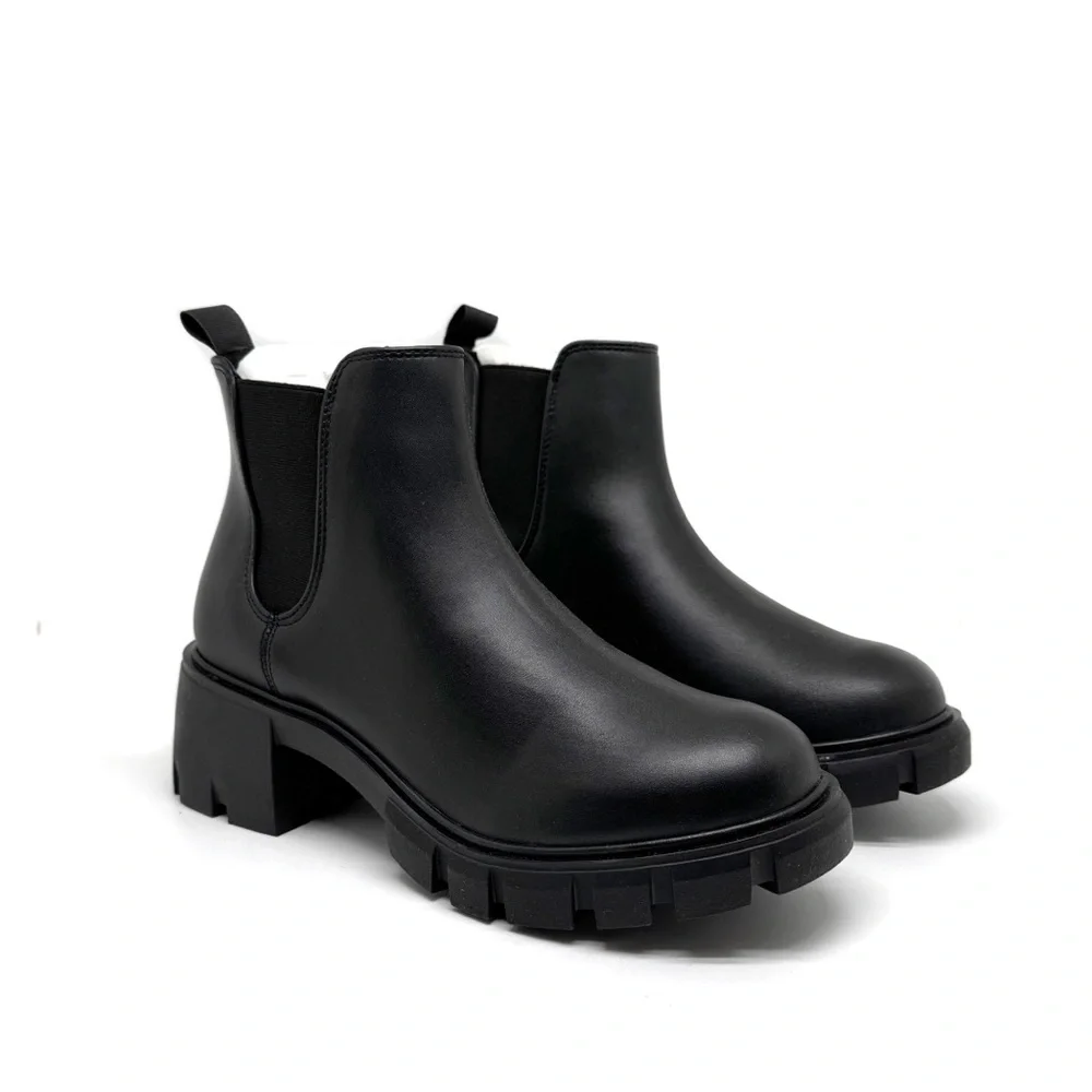 Steve Madden Howler Bootie Black Chunky Heel Combat Boots Size 8.5 - Picture 2 of 12
